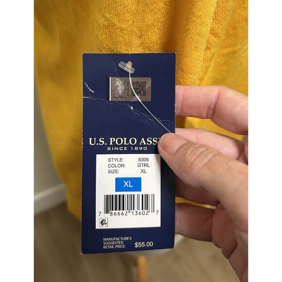NWT U.S. POLO ASSN. Classic Preppy Yellow V-Neck Pullover Sweater - Size XL - Picture 4 of 5